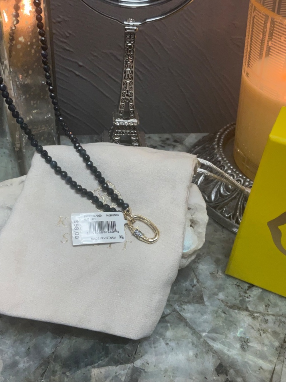 Kendra Scott Emery Gold Beaded Strand Necklace in Dark Blue Quartz - Picture 3 of 4
